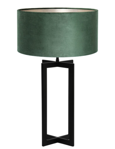 Tischlampe mit trendigem samtgrünem Schirm schwarz-8454ZW