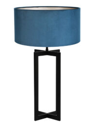 Fensterbanklampe mit blauem Samtschirm schwarz-8456ZW