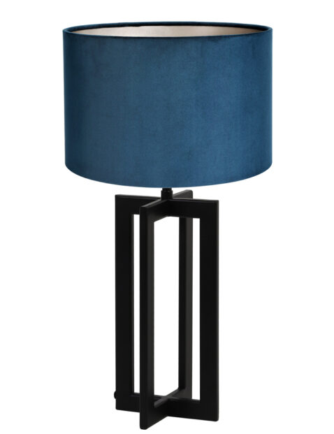 Moderne Tischlampe aus blauem Samt-8463ZW