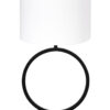Runde Tischlampe mit weißem Leinenschirm schwarz-8482ZW