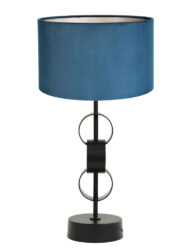 Runde Tischlampe mit blauem Schirm-8499ZW
