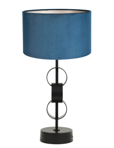 Runde Tischlampe mit blauem Schirm-8499ZW