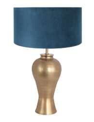Eleganter Lampenfuß mit blauem Samt Lampenschirm-7306BR