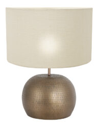 Orientalischer Lampenfuß mit weißem Lampenschirm-7345BR