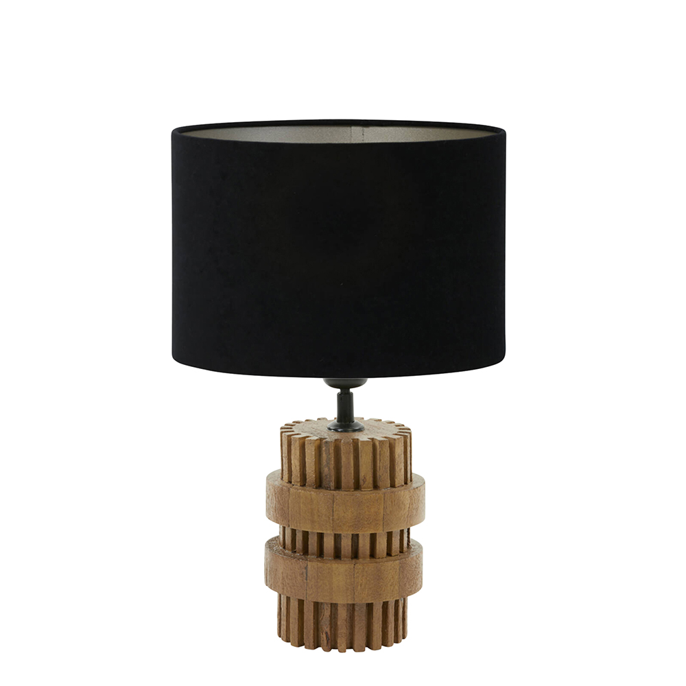 Qazqa Stronk Tischlampe – Landhaus-Design, Schwarz/holz, 55,4 Cm Hoch, E27, Dimmbar, Für Wohn- & Schlafzimmer