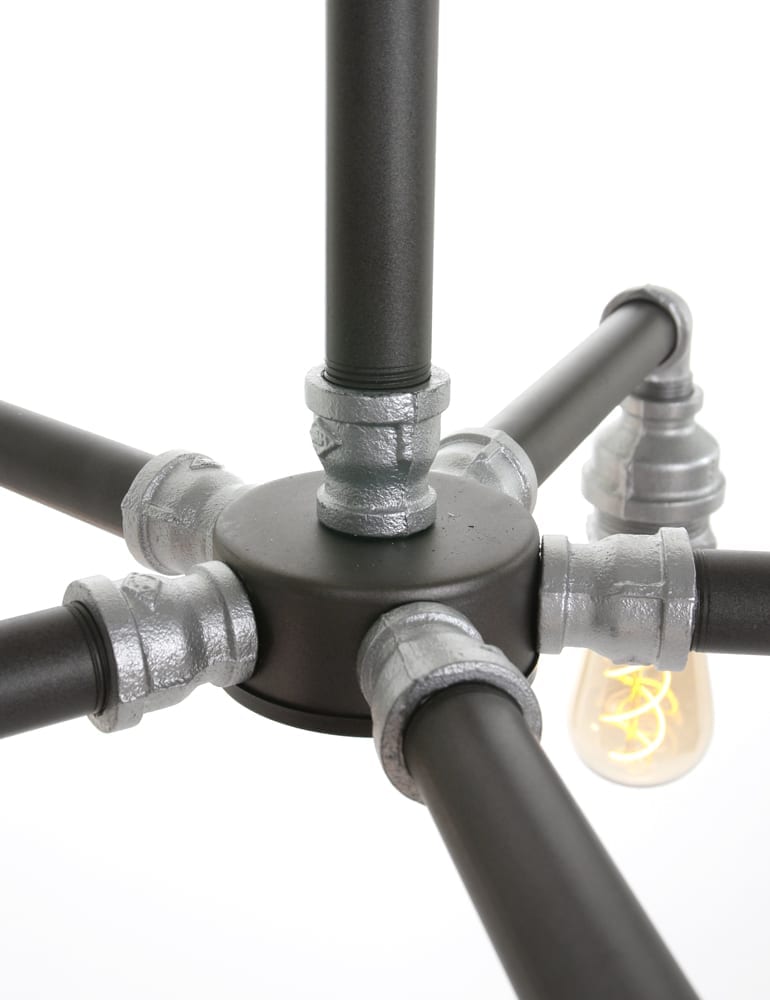 5-flammige Leichtmetall-Hängelampe Expo Trading Pipe dunkelGrau ∅56 cm – Bild 3