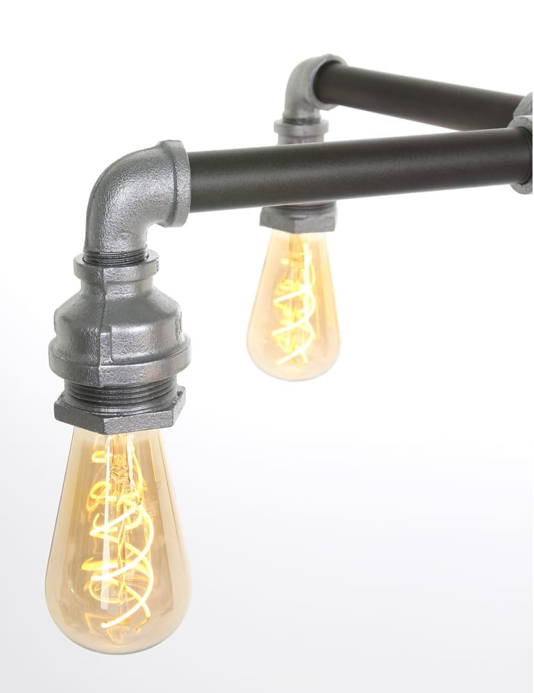 5-flammige Leichtmetall-Hängelampe Expo Trading Pipe dunkelGrau ∅56 cm – Bild 5