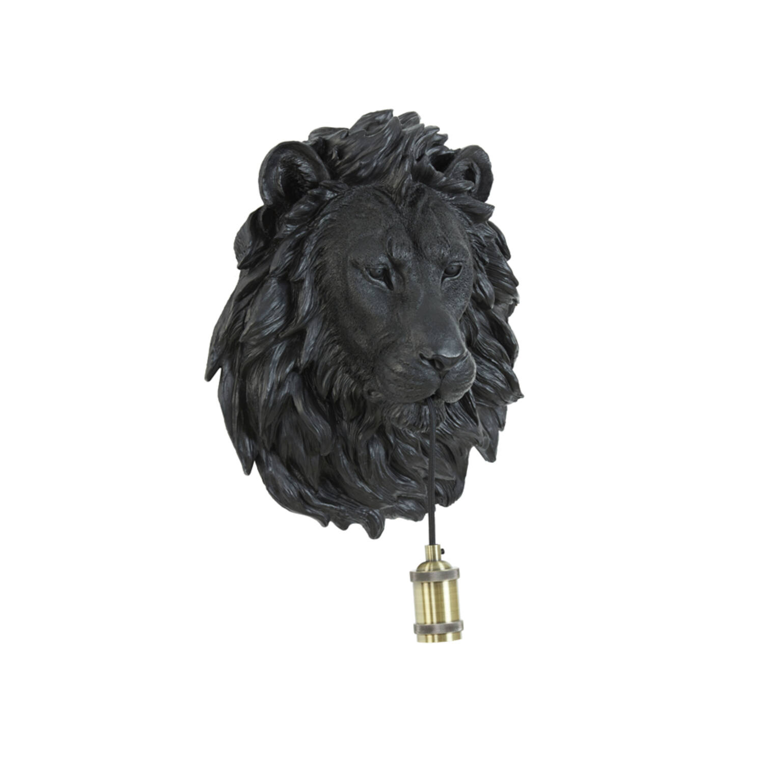 Afrikanische schwarze Wandlampe mit Löwenkopf Light & Living Lion – Bild 2