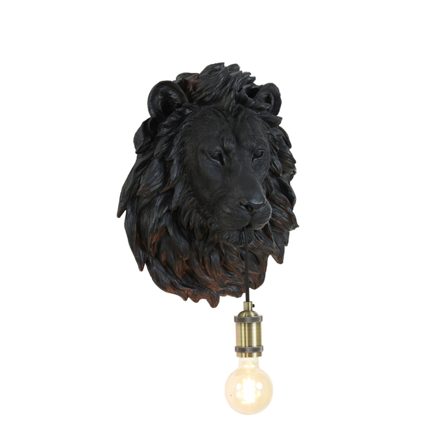 Afrikanische schwarze Wandlampe mit Löwenkopf Light & Living Lion – Bild 5