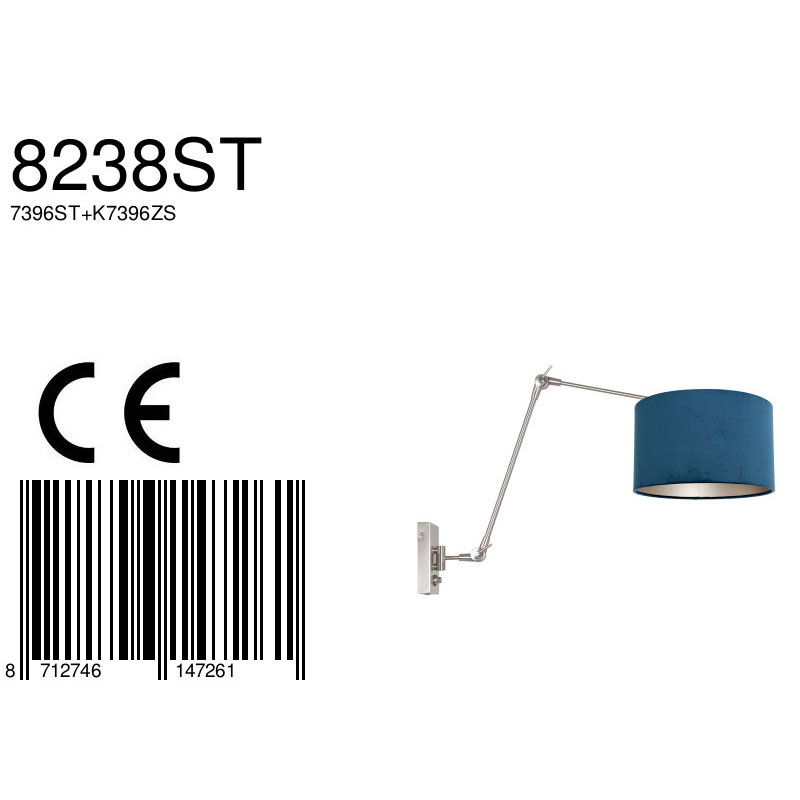 Blau-Stahl Designer Wandleuchte Steinhauer Prestige Chic – Bild 7