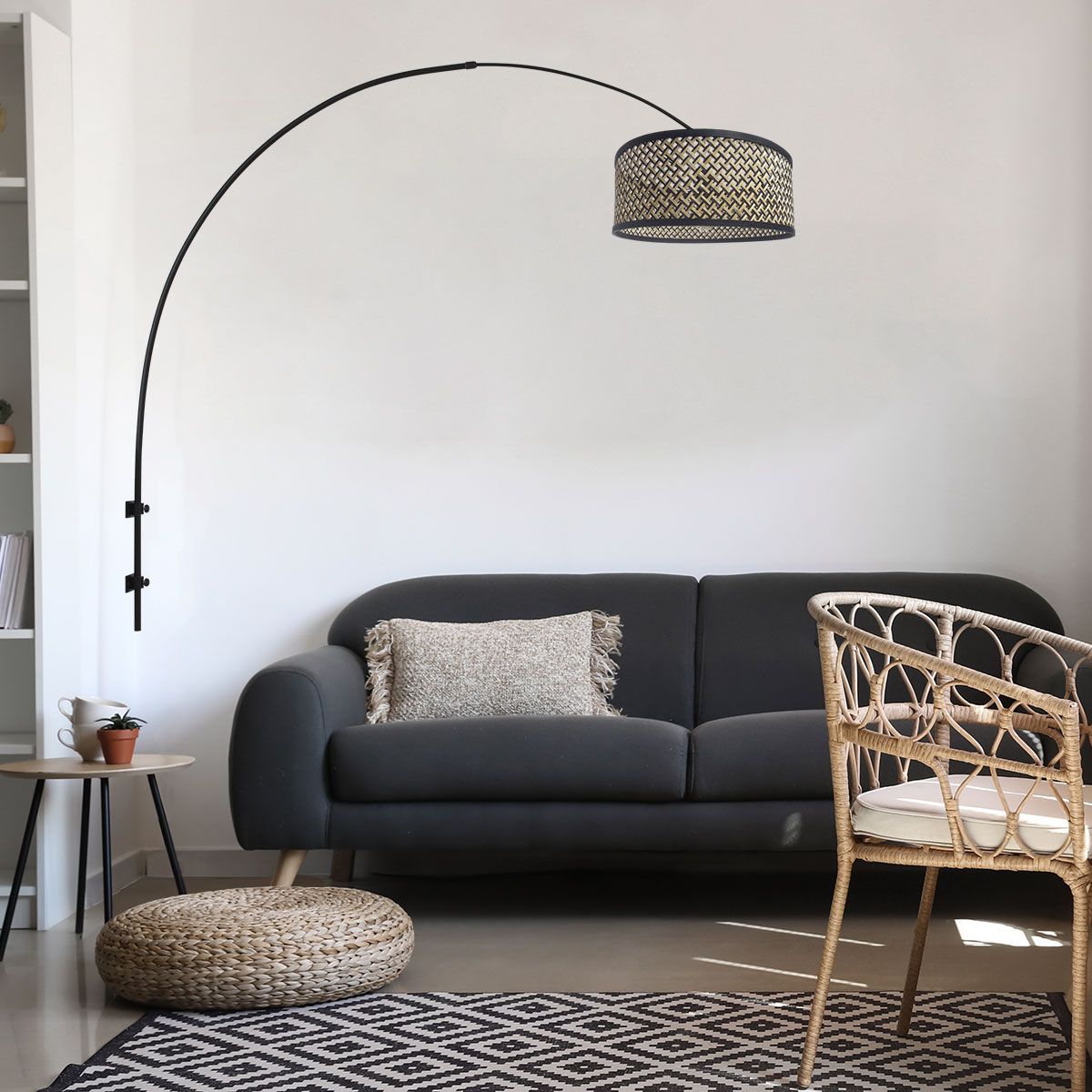 Bogen-Wandleuchte mit Rattankappe Steinhauer Sparkled Light – Bild 3