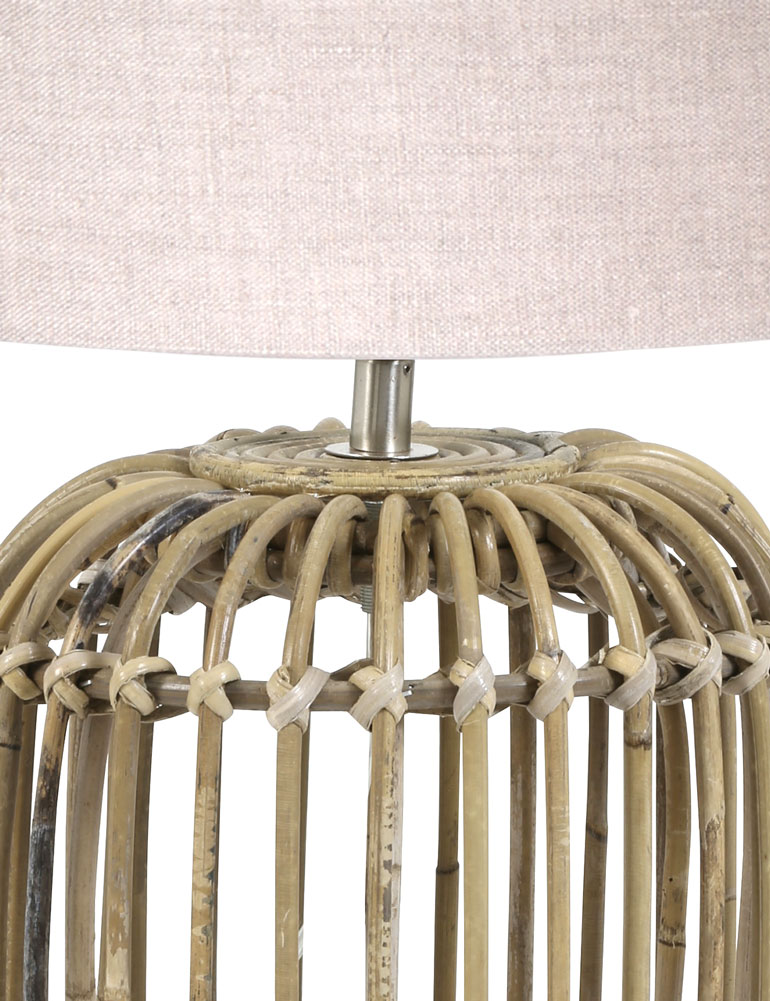 Botanischer Lampenfuß mit beigem Leinenschirm Light & Living Seram Bambus – Bild 2