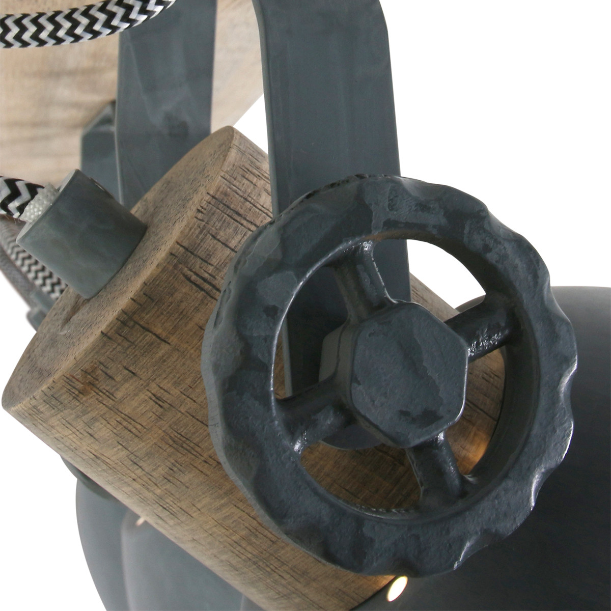 Industrielle Gummiholz-Spot aus grauem Metall Mexlite Gearwood – Bild 3