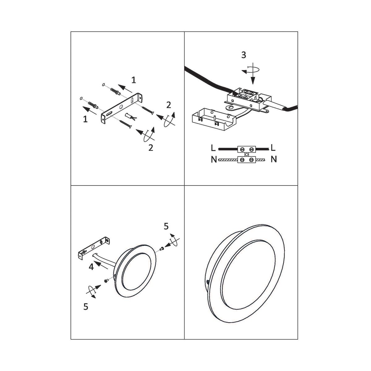Moderne schwarze Metall-Kunststoff-Wandlampe Steinhauer Lido – Bild 10