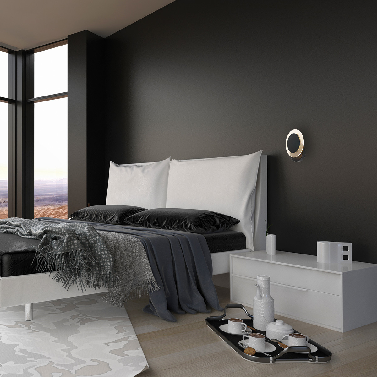 Moderne schwarze Metall-Kunststoff-Wandlampe Steinhauer Lido – Bild 4