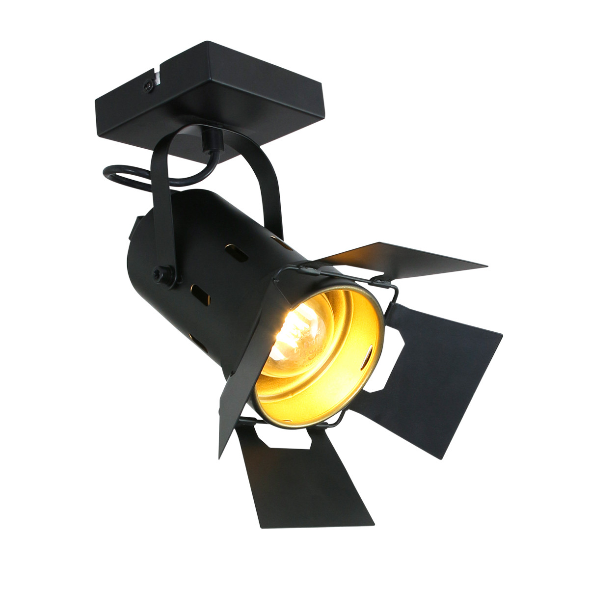 Industrielle schwarze Metall-Spotlampe Mexlite Carree – Bild 2