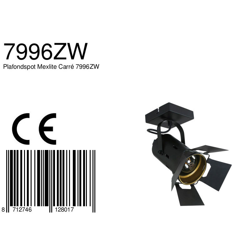 Industrielle schwarze Metall-Spotlampe Mexlite Carree – Bild 7