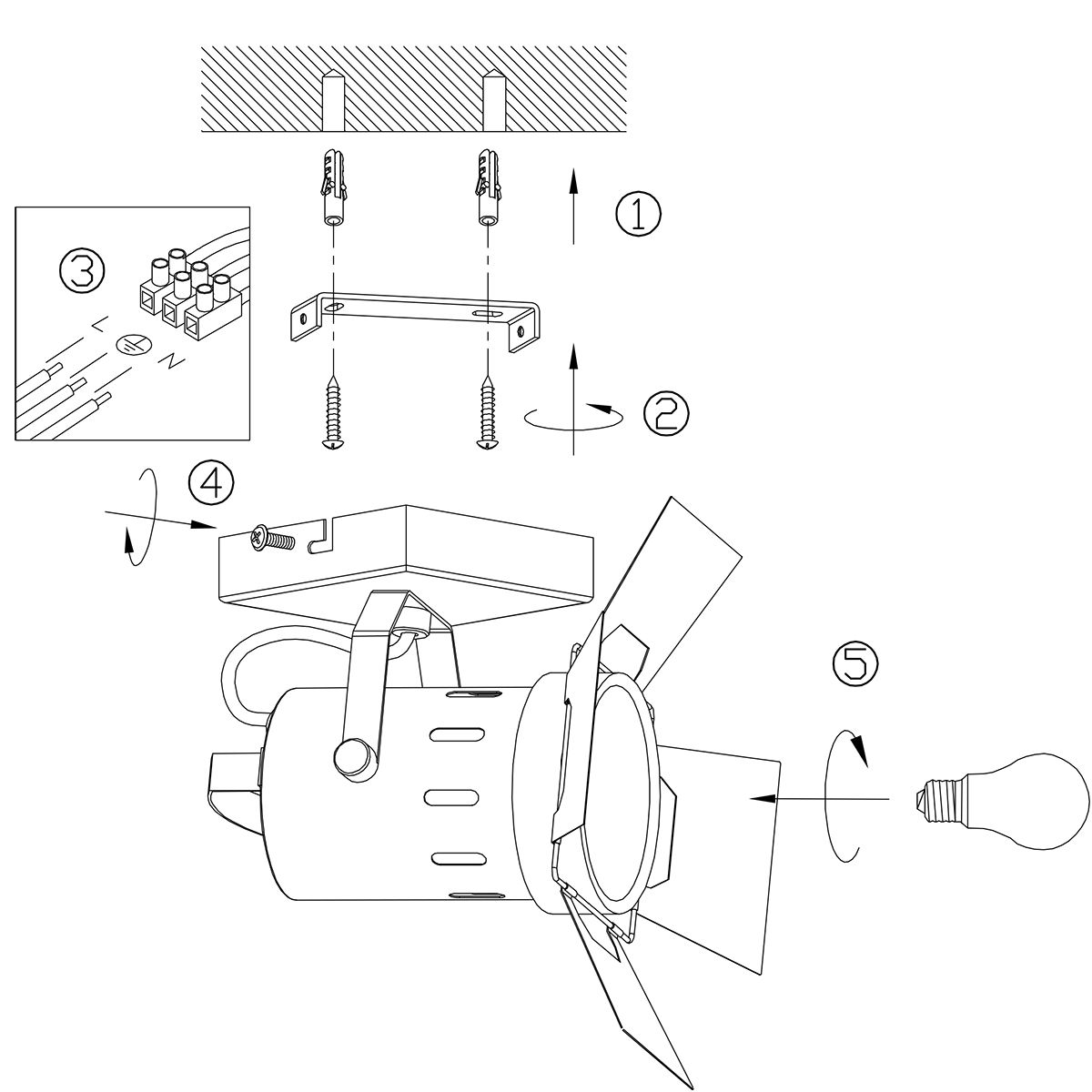 Industrielle schwarze Metall-Spotlampe Mexlite Carree – Bild 8