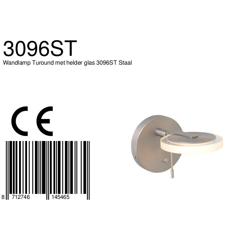 Dimmbare Nachttischlampe mit Glas Steinhauer Turound – Bild 7