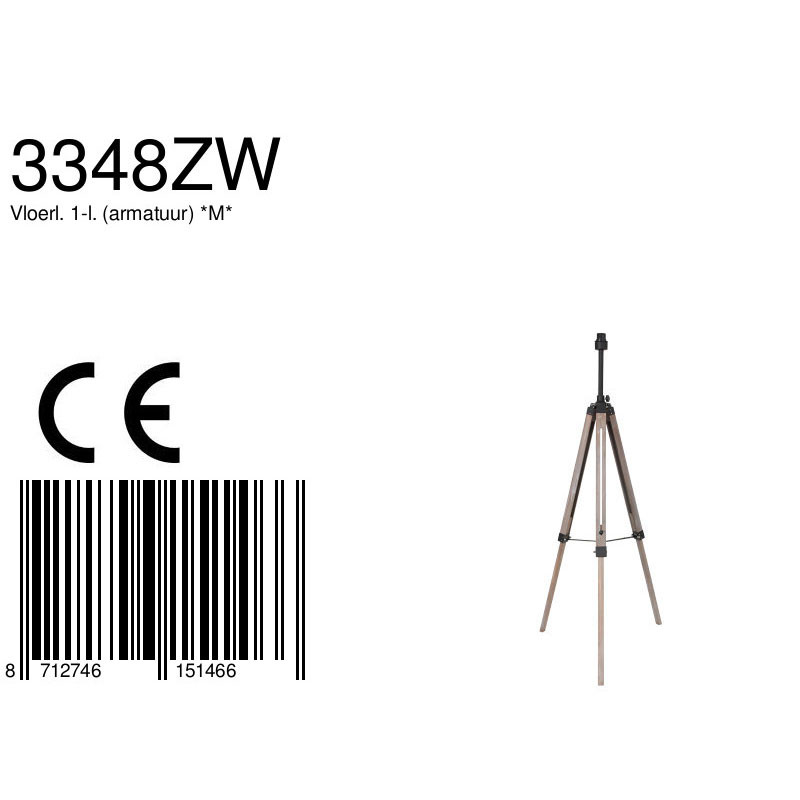 Dreibeinige Stehleuchte aus Naturholz / Schwarzem Metall Mexlite Triek – Bild 7