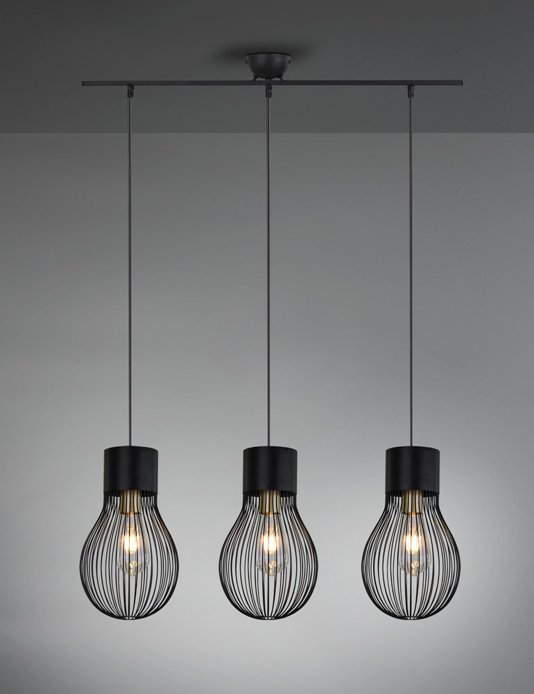 Dreiflammige Draht Tischleuchte Trio Leuchten Dave schwarz – Bild 2