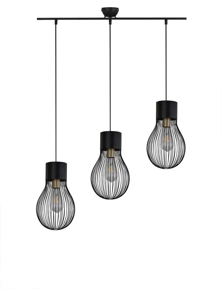 Dreiflammige Draht Tischleuchte Trio Leuchten Dave schwarz – Bild 8