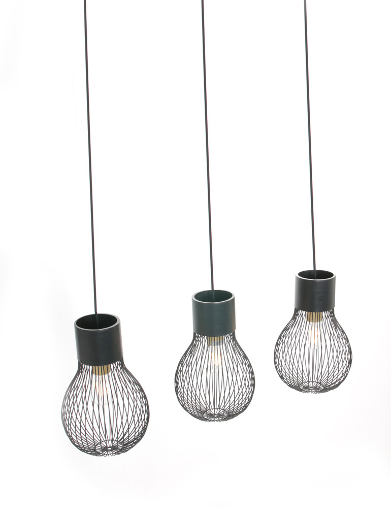 Dreiflammige Draht Tischleuchte Trio Leuchten Dave schwarz – Bild 9