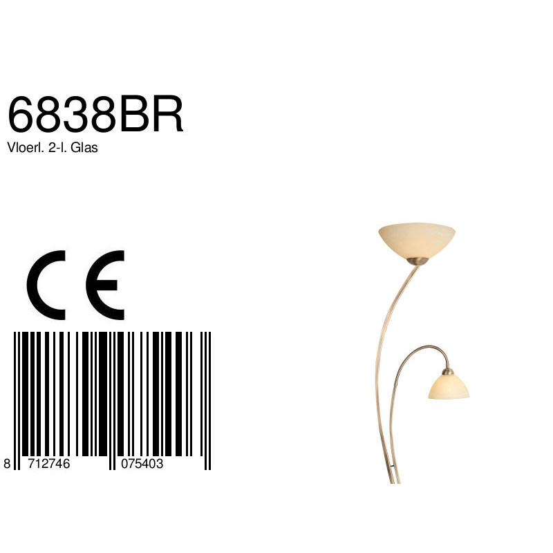 Bronzene Bodenlampe 2-Lichter Marmoriertes Glas Steinhauer Capri – Bild 7