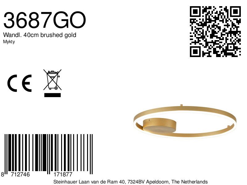 Elegante Mattschwarze Deckenlampe mit Goldakzent Steinhauer Mykty – Bild 7