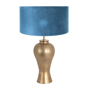 eleganter-lampenfuss-mit-blauem-samt-lampenschirm-steinhauer-brass-bronze-7306br-2