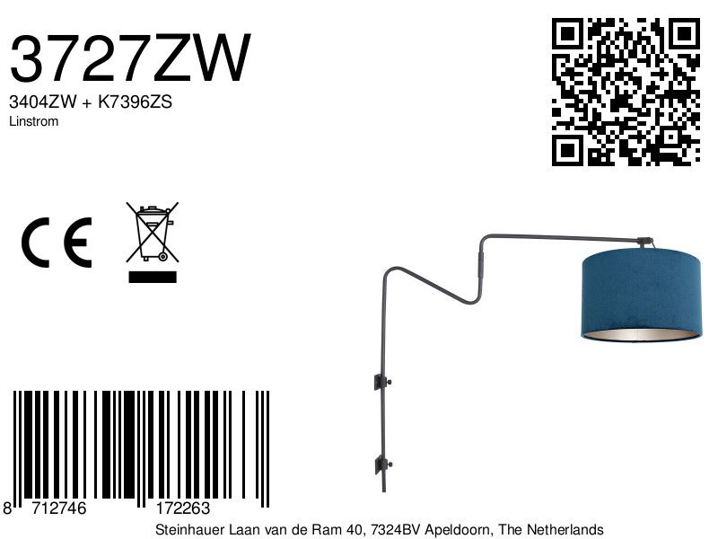 Gebogene Wandlampe mit türkisblauem Schirm Steinhauer Linstrom – Bild 7
