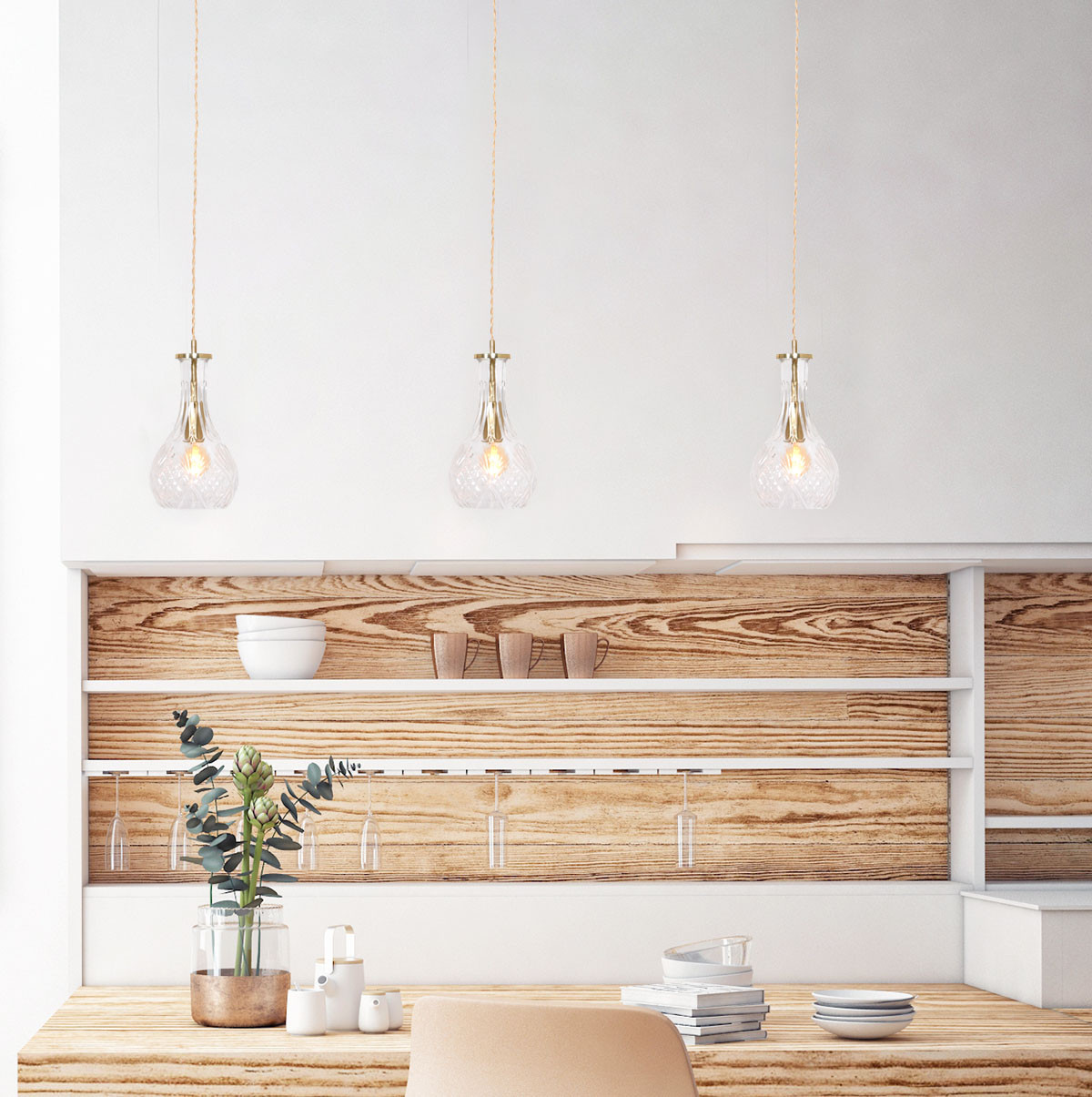 Messing-Hängelampe mit flaschenförmigem Glasschirm Mexlite Grazio Glass – Bild 3