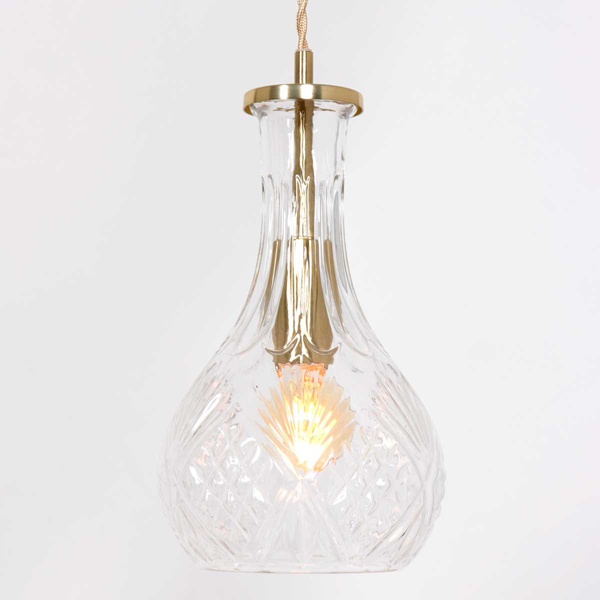 Messing-Hängelampe mit flaschenförmigem Glasschirm Mexlite Grazio Glass – Bild 5