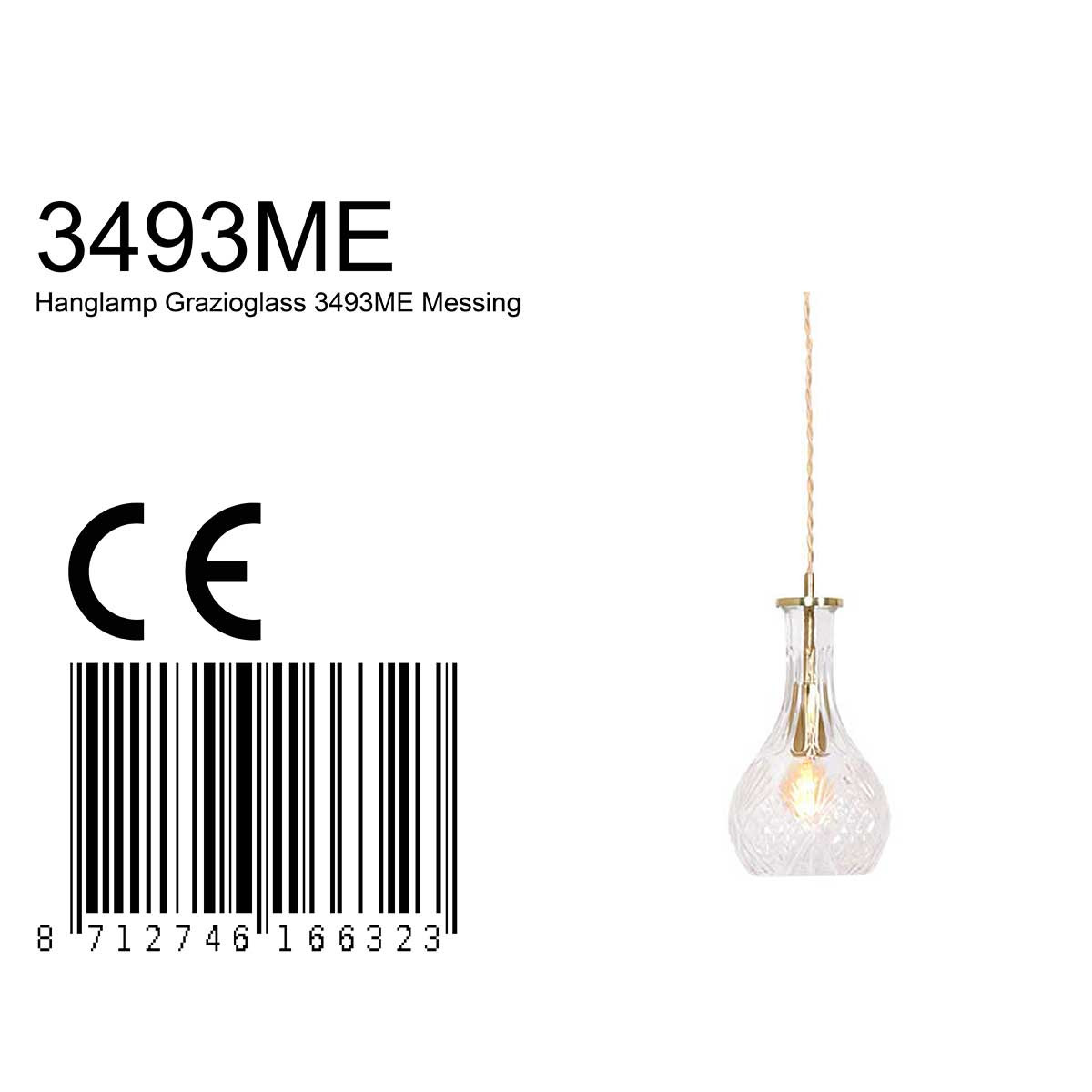 Messing-Hängelampe mit flaschenförmigem Glasschirm Mexlite Grazio Glass – Bild 8