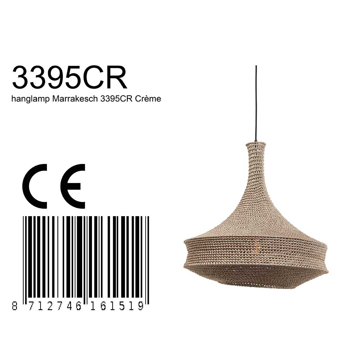 Orientalische cremefarbene handgeknüpfte Hängelampe Anne Light & Home Marrakesch – Bild 7