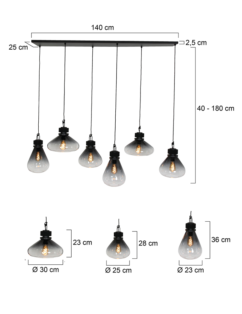 Rétro lampe suspendue en métal noir Steinhauer Flere – Bild 7