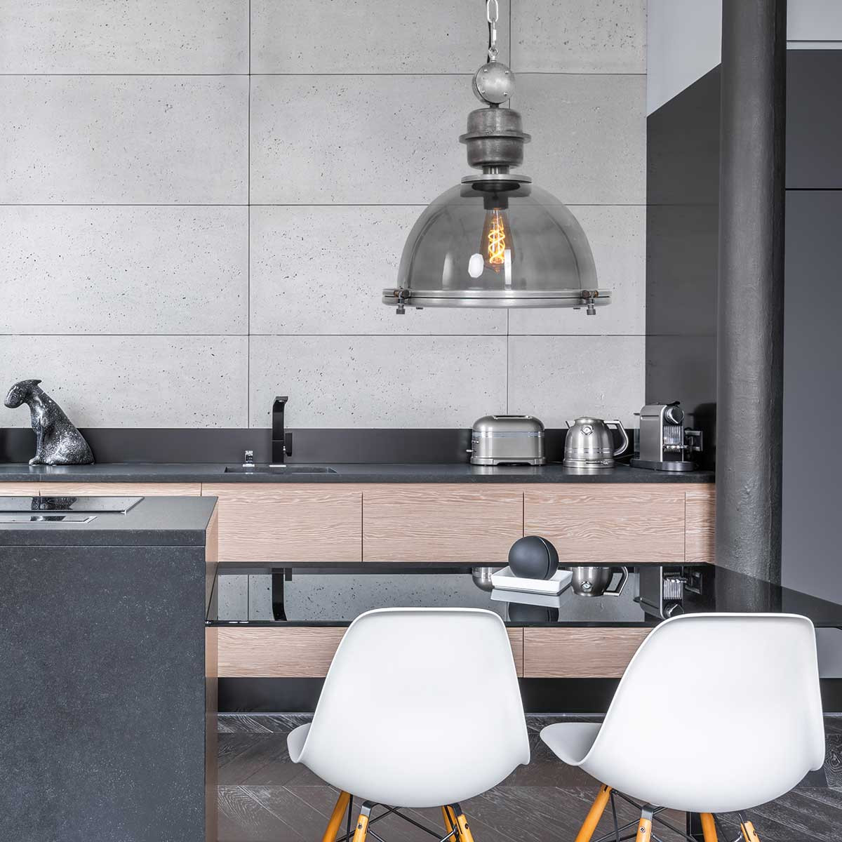 Industrielle metallene transparente Glas-Hängelampe Steinhauer Bikkel – Bild 3