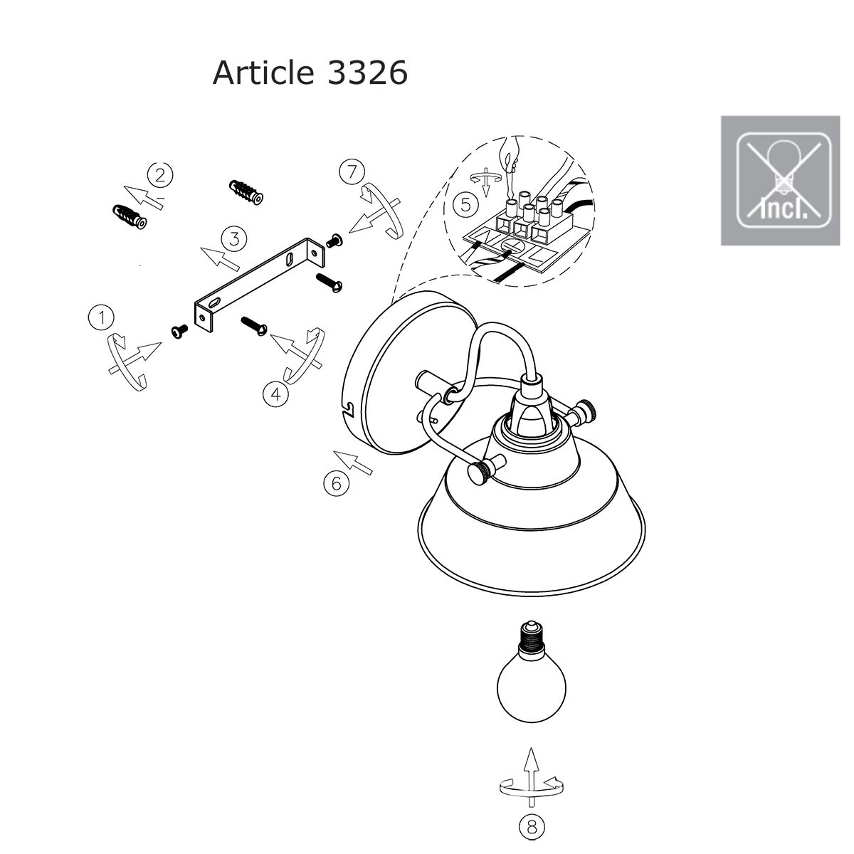 Industrielle schwarz / goldene verstellbare Wandleuchte Mexlite Nove – Bild 8