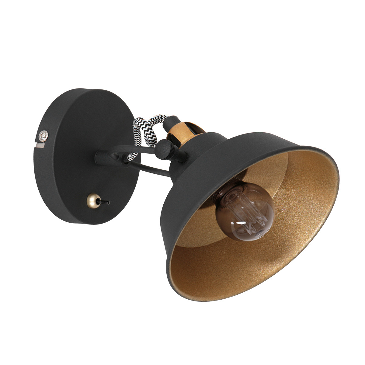 Industrielle schwarz / goldene verstellbare Wandleuchte Mexlite Nove – Bild 9