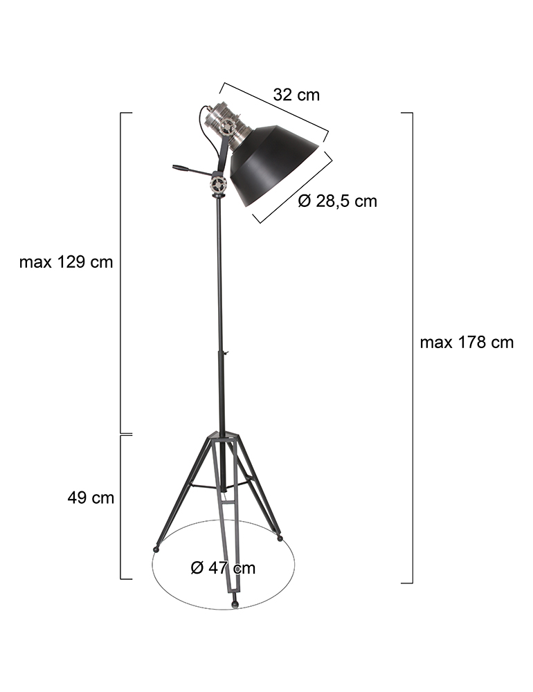 Industrielampe mit Stativ Anne Light & Home Sprocket schwarz – Bild 6