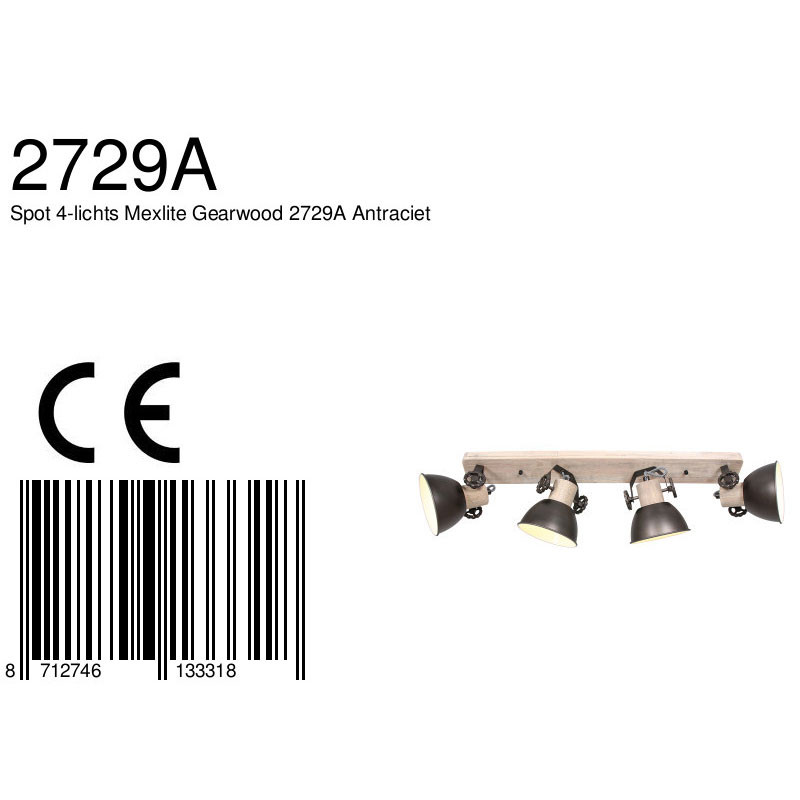 Industrielle Deckenleuchte vierflammig Mexlite Gearwood – Bild 7