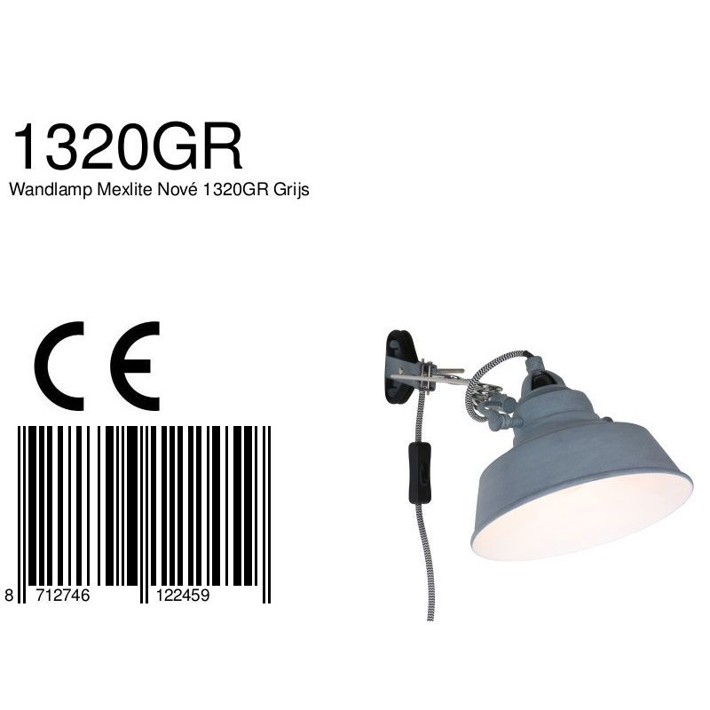 Industrielle graue Metallwandleuchte Mexlite Nove – Bild 7