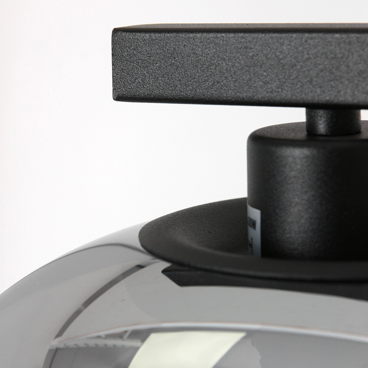 Industrielle schwarze Stehlampe mit Rauchglaskugel Steinhauer Stang – Bild 8