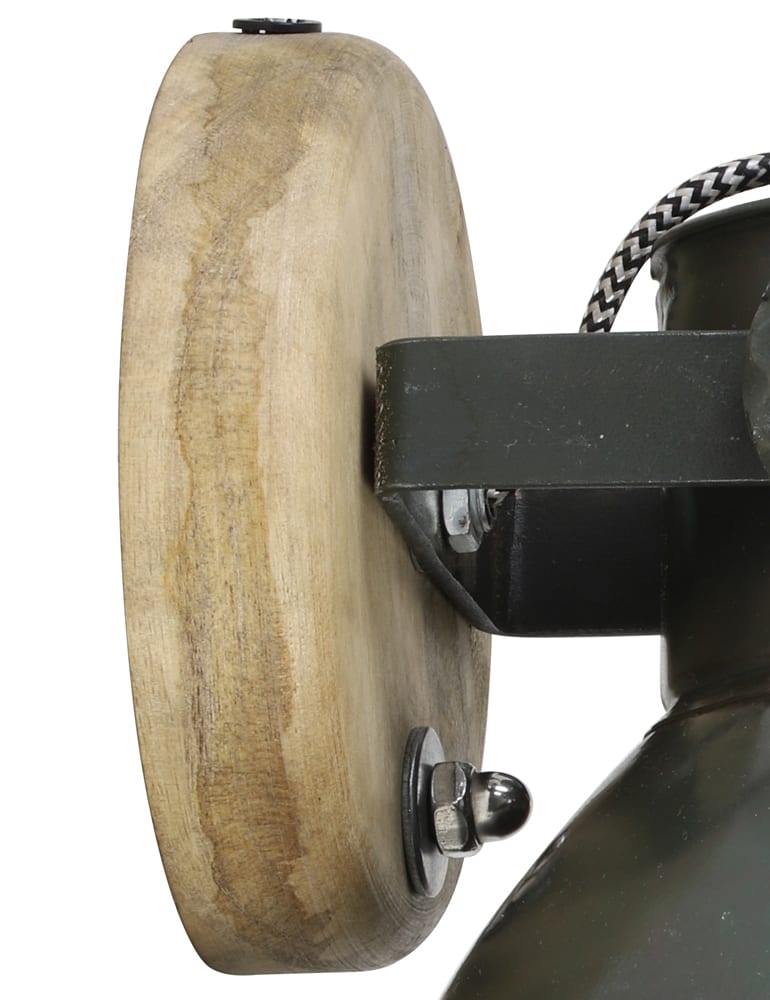 Industrielle Wandleuchte Army Green mit Holzdetail Light & Living – Bild 6