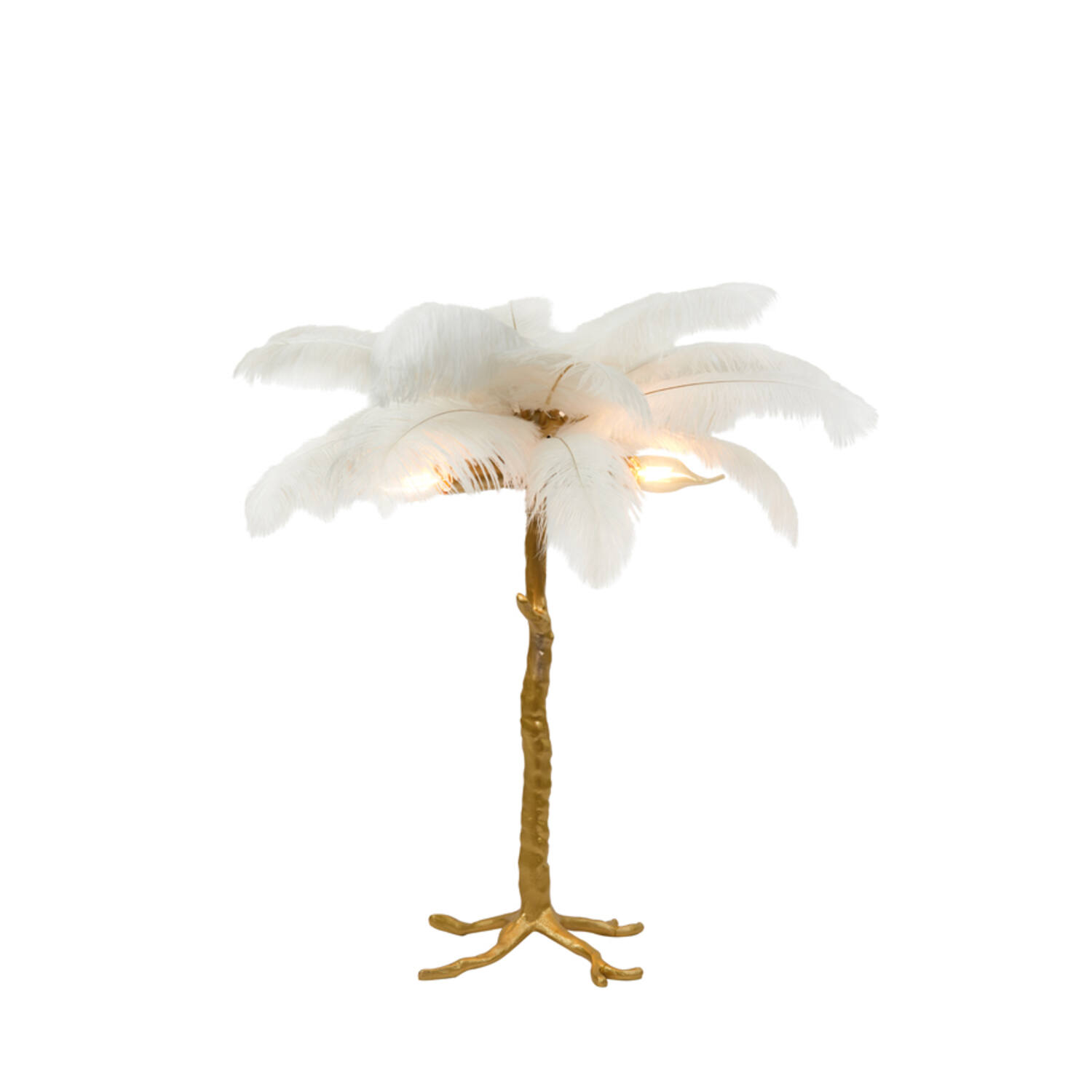 Klassische goldene Tischlampe mit weißen Straußenfedern Light & Living Feather – Bild 6
