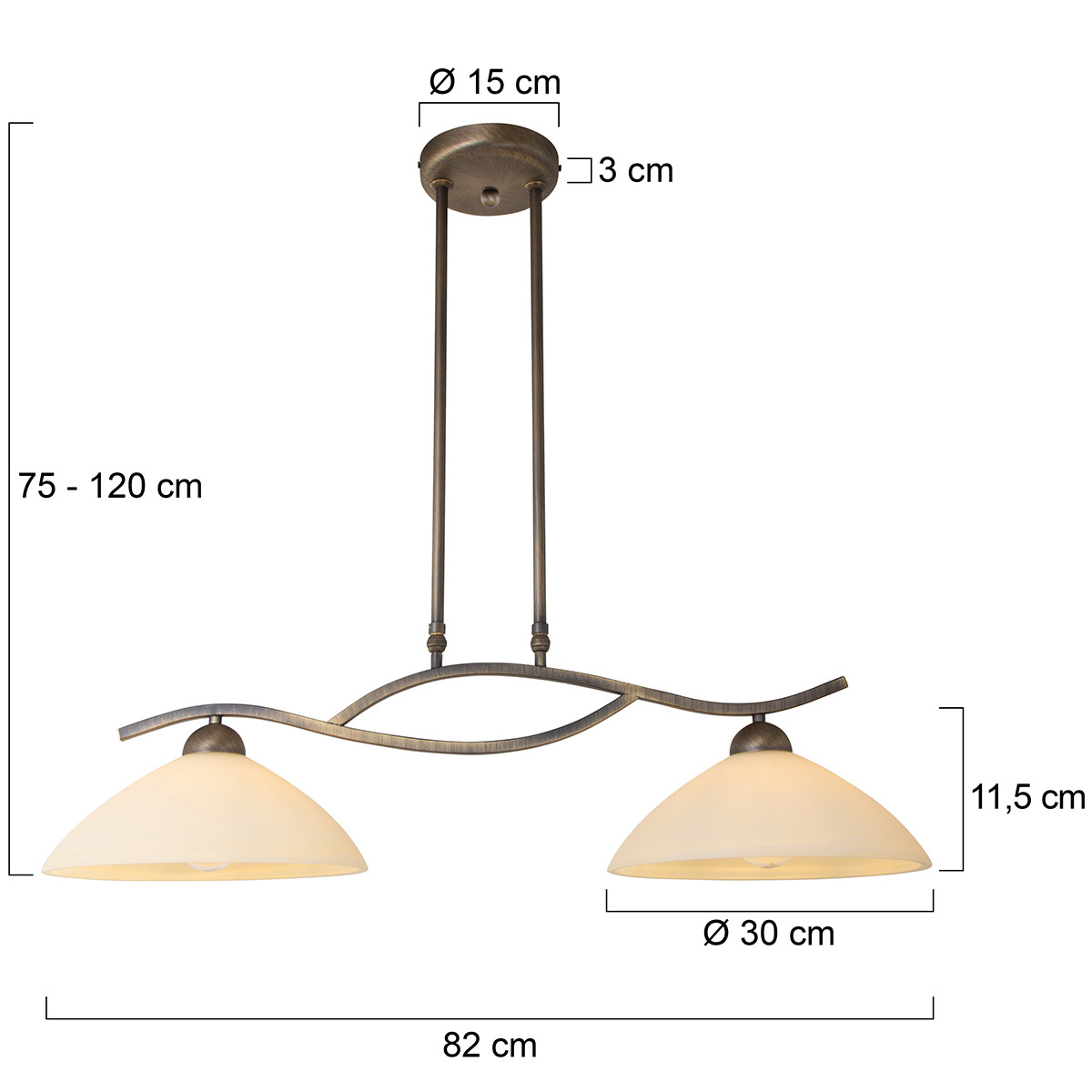 2-Lichter Hängelampe Bronze Marmoriertes Glas Steinhauer Capri – Bild 7