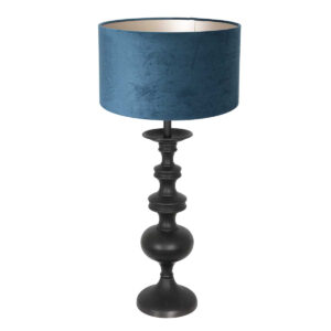 klassische-schwarze-lampe-mit-blauem-schirm-anne-light-&-home-lyons-blau-und-schwarz-3488zw