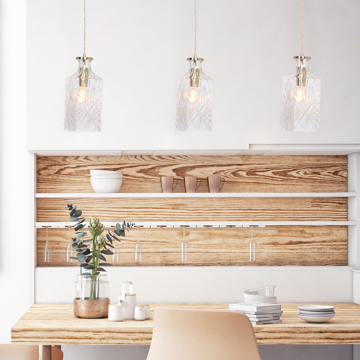 Messing / Glasflaschenform Hängelampe Mexlite Grazio Glass – Bild 3