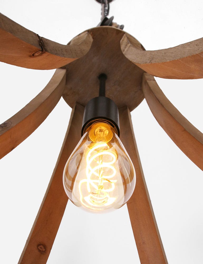 Holz Flaschenzug Hängelampe Anne Light & Home Liberty bell – Bild 8