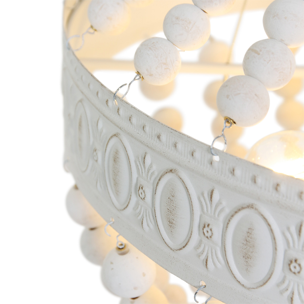 Ländliche weiße Holz-Metall-Pendelleuchte Mexlite Ella – Bild 5